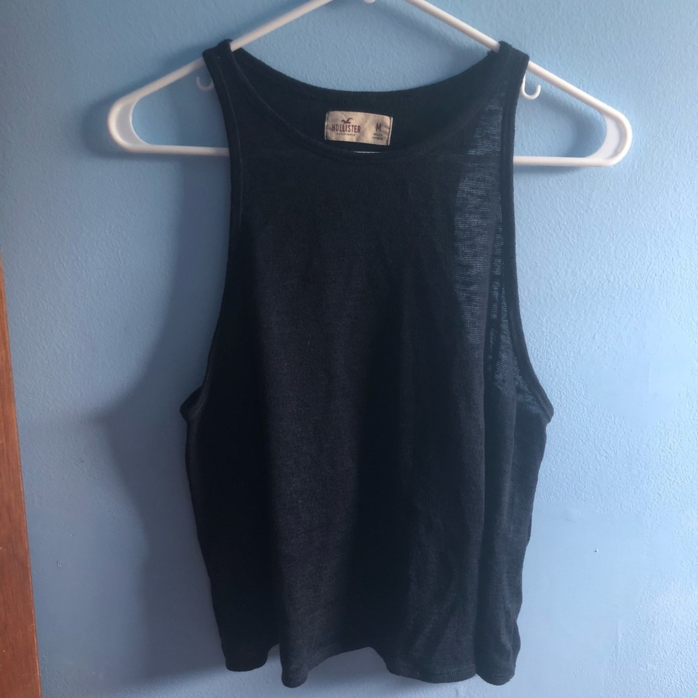 Navy tank top with open back